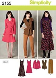 2155 SIMPLICITY JUMPER LENGTHS, PANTS, JACKET, VEST, TIE BELT PATTERN 10-18 UNCUT